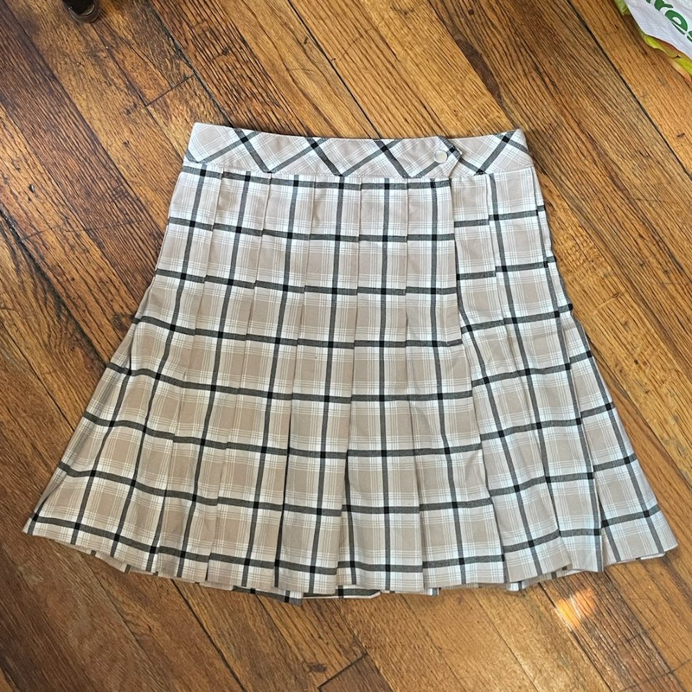Pleated Plaid Skirt